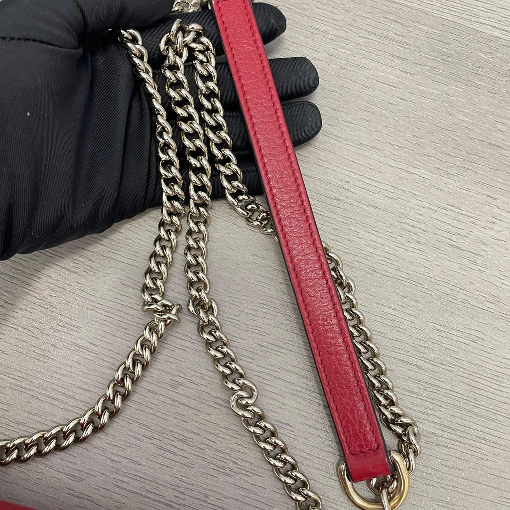 [Pre-Owned] Gold Double G Chain Shoulder Strap Crossbody Accordion Bag - Very Good #1FX8QZ