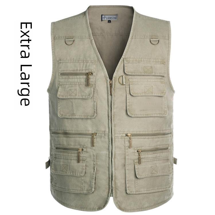 Men's Plus Size Multi-Pocket Outdoor Vest for Spring and Fall