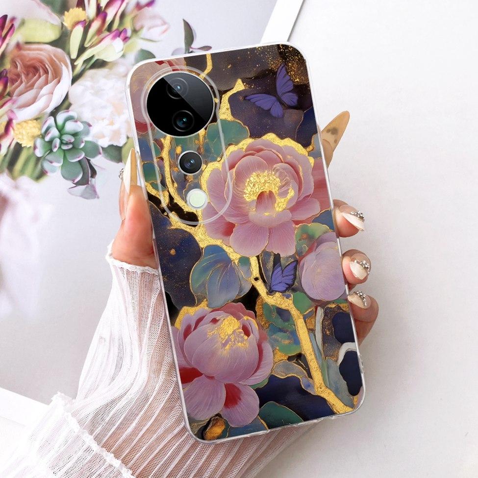 Casing For Vivo S19 Pro Clear Case Aesthetic Luxury Cute Fashion Flower Funny Painted Funda For Vivo S19Pro V2362A Cover