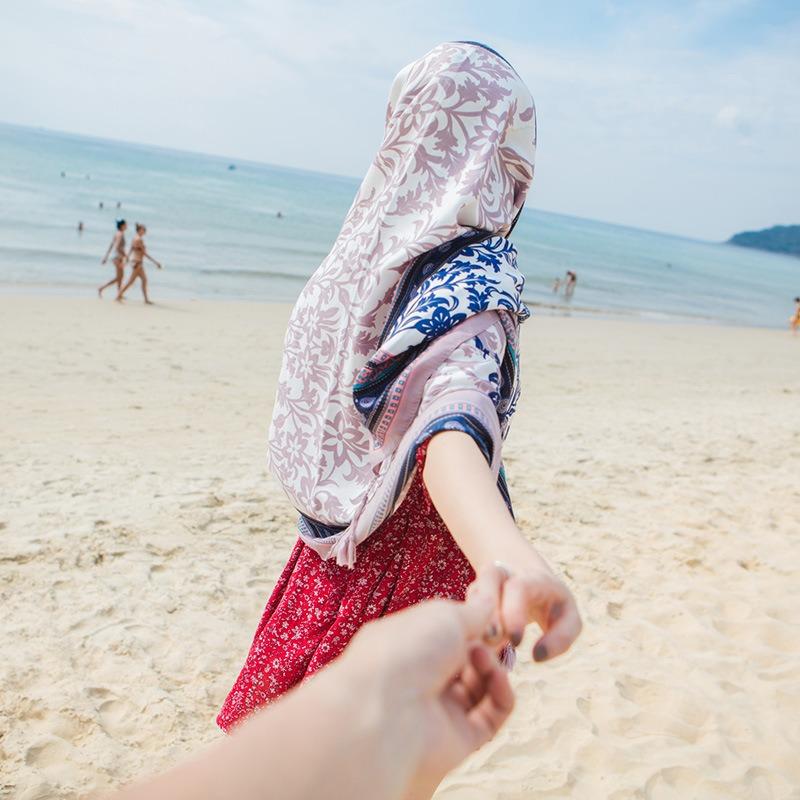 Women Oversized Printed Ethnic Style Neck Scarf Summer Beach Vacation Sunscreen Shawl