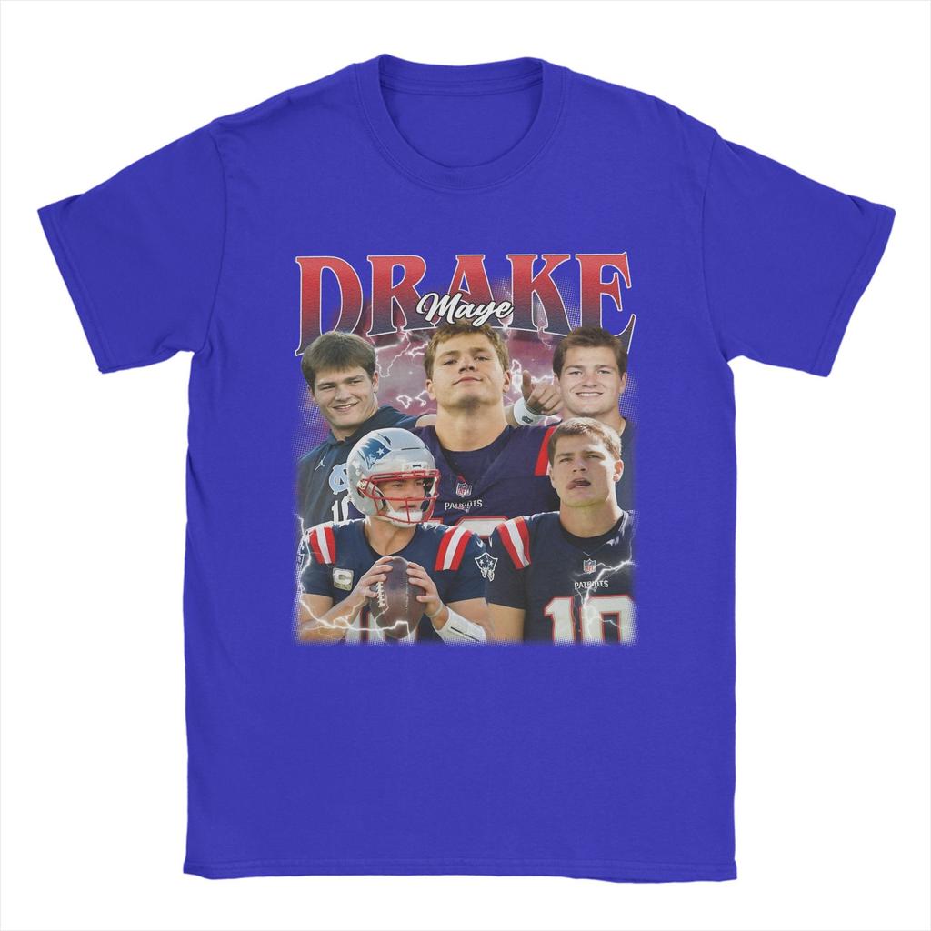 Men TShirt Vintage Drake Maye Bootleg Crazy 100 Cotton Tees Short Sleeve  T Shirts Crewneck Clothes 4XL 5XL 6XL