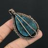 Neon Blue Apatite Gemstone Pendant 999 Copper Wire Wrapped Jewelry, Handmade Antique Pendant Jewelry, Gift For Mother