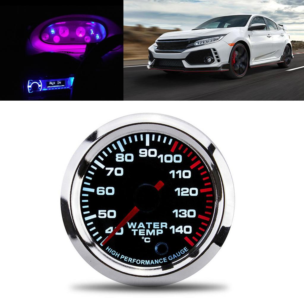 Universal Water Temp Gauge Temperature Meter 7 Color LED Display 52mm 12V W Sensor 40 140 Celsius