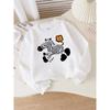 European Sizes Zebra with Flower Girls' Fashionable Crewneck Sweatshirt, Western Top, Children's Long Sleeved Casual T-Shirt