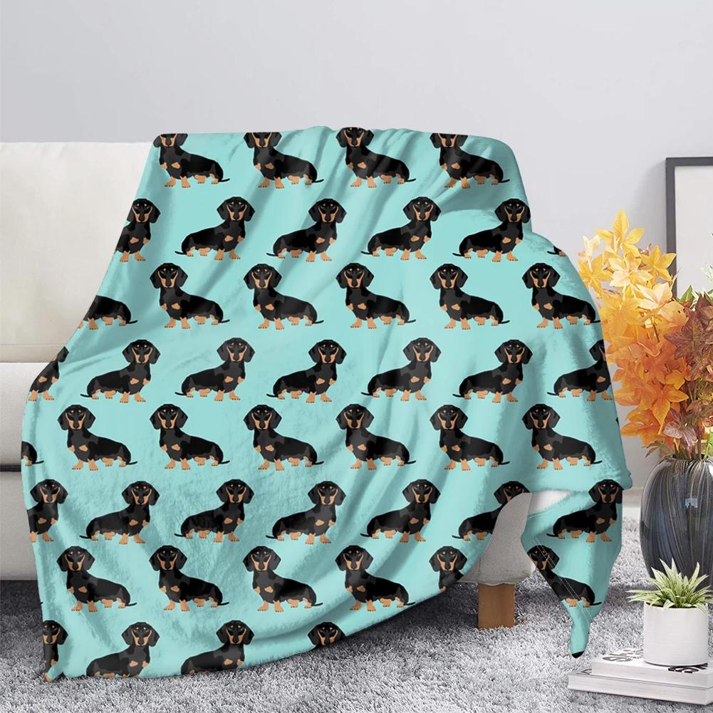 Dachshund Blanket Fluffy Soft Warm Sausage Dog Throw Blankets for Bed Sofa Lightweight Plush Sheet Bedspread Flannel Cozy Cover