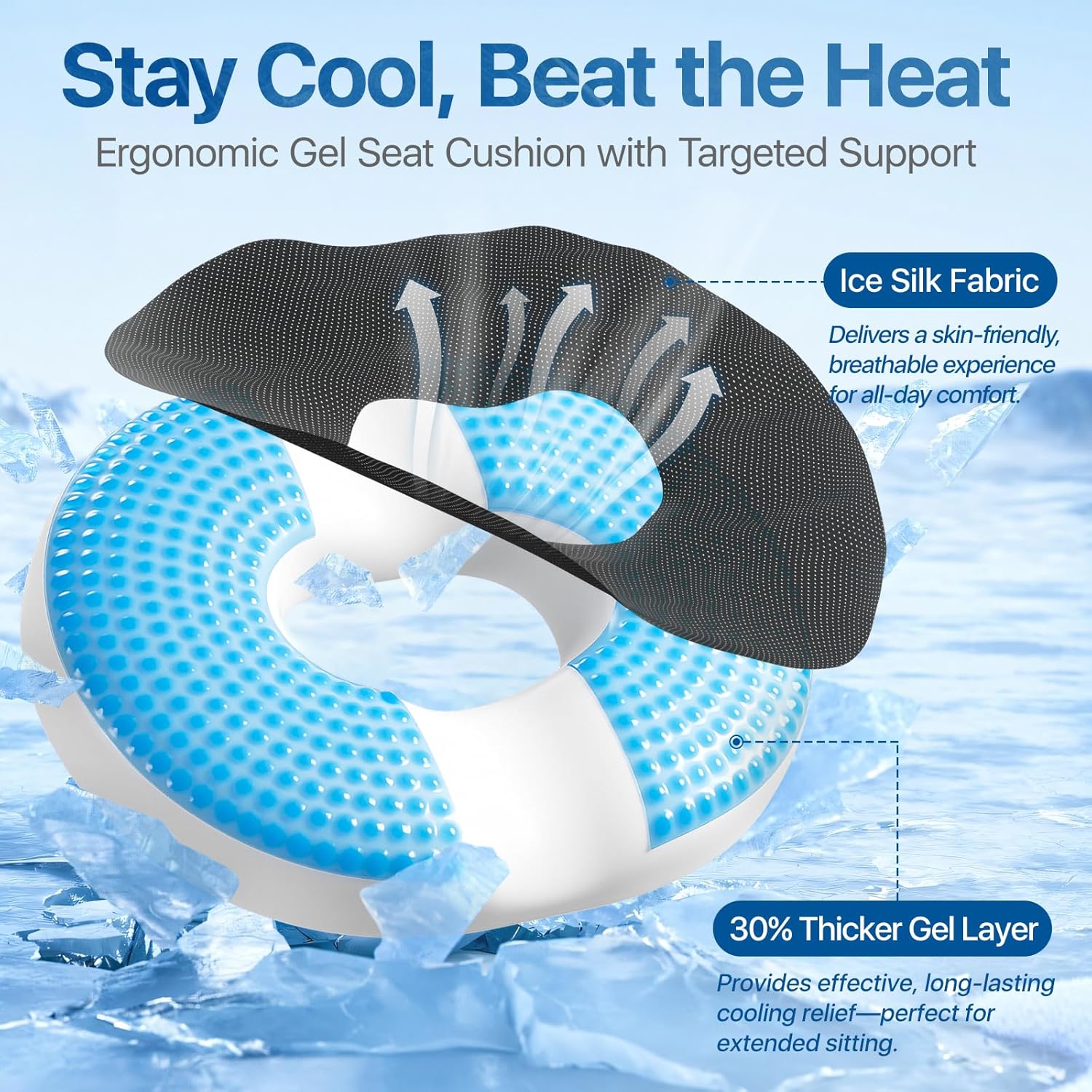 Donut Pillow Seat Cushion - Memory Foam Cooling Gel Lifting Cushion for Office  & Home Chair, – Doctor Recommended Office Chair Cushion, Car Seat