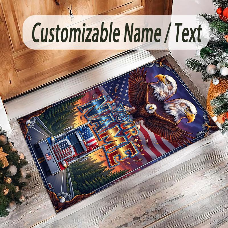 LKW-Thema Kristall-Samt-Teppich Personalisierter Benutzerdefinierter Name Text Weiche Bodenmatte Heimdekoration