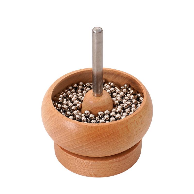 Manual Rotating Fast Beading Threader, Solid Wood Beading Bowl, Rice Bead DIY Beading Tool
