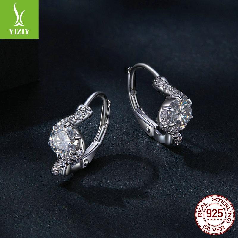 Wave 50 Cent Moissanite Ear Buckle Ladies, Pop Elegant S925 Sterling Silver Earrings