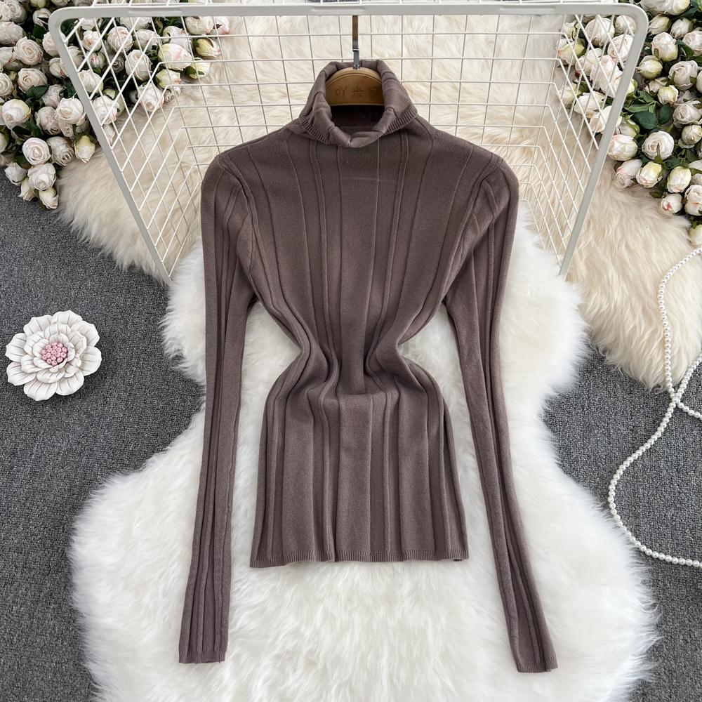 

Осенне-зимний новый пуловер в корейском стиле с высоким воротником, тонкий вязаный свитер в западном стиле, женский