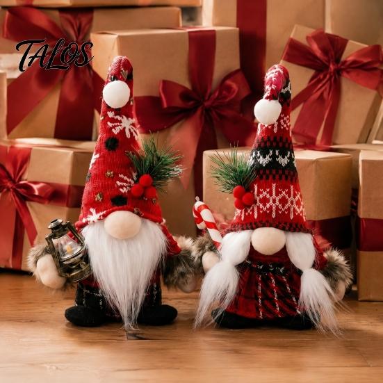 Holiday Gift for Friends Christmas Plush Gnome Decoration, Nordic Xmas Scandinavian Tomte Elf with Cute Souvenirs Pine Tree Branch Desk Shelf