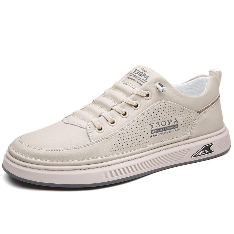 

Чоловіче взуття 2024 літо новий корейська версія тренд шкіряне біле взуття чоловіче м яка підошва дихаюче нековзне повсякденне взуття для дошки 44