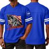 Casual V Neck Sports Jersey Short Sleeve T Shirt with Graphic Print USA Independence Day Theme Athletic Top for Men