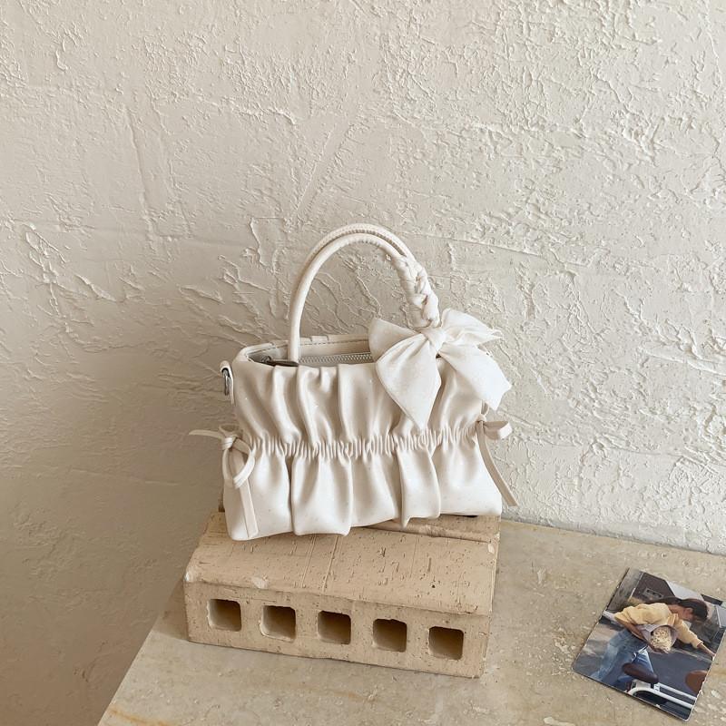 IELGY Pink Sweet Messenger Pleated Bag Fashionable All-Match Handbag