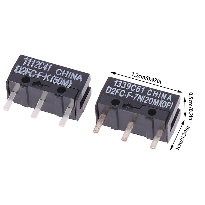 2Pcs Mouse Micro Switch D2Fc-F-7N 10M 20M Of D2Fc-F-K(50M) -Rz D2F D2F-01 D2F-01F D2F-L D2F-01L D2F-Fl D2F-F-3-7