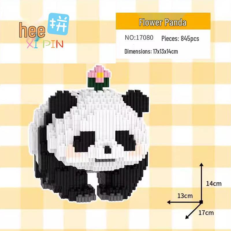 Apple Heart Panda LEGO Compatible Summer Toys: Children's Puzzle & Building Blocks Set