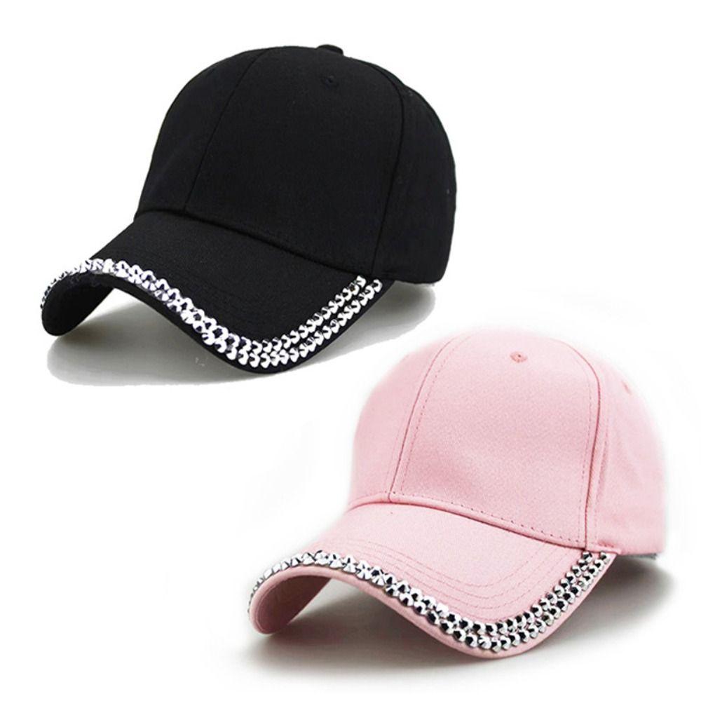 Adjustable Rhinestone Baseball Cap Bling Crystal Edge Outdoor Sun Hat Diamond Brim Cap Casual Wear