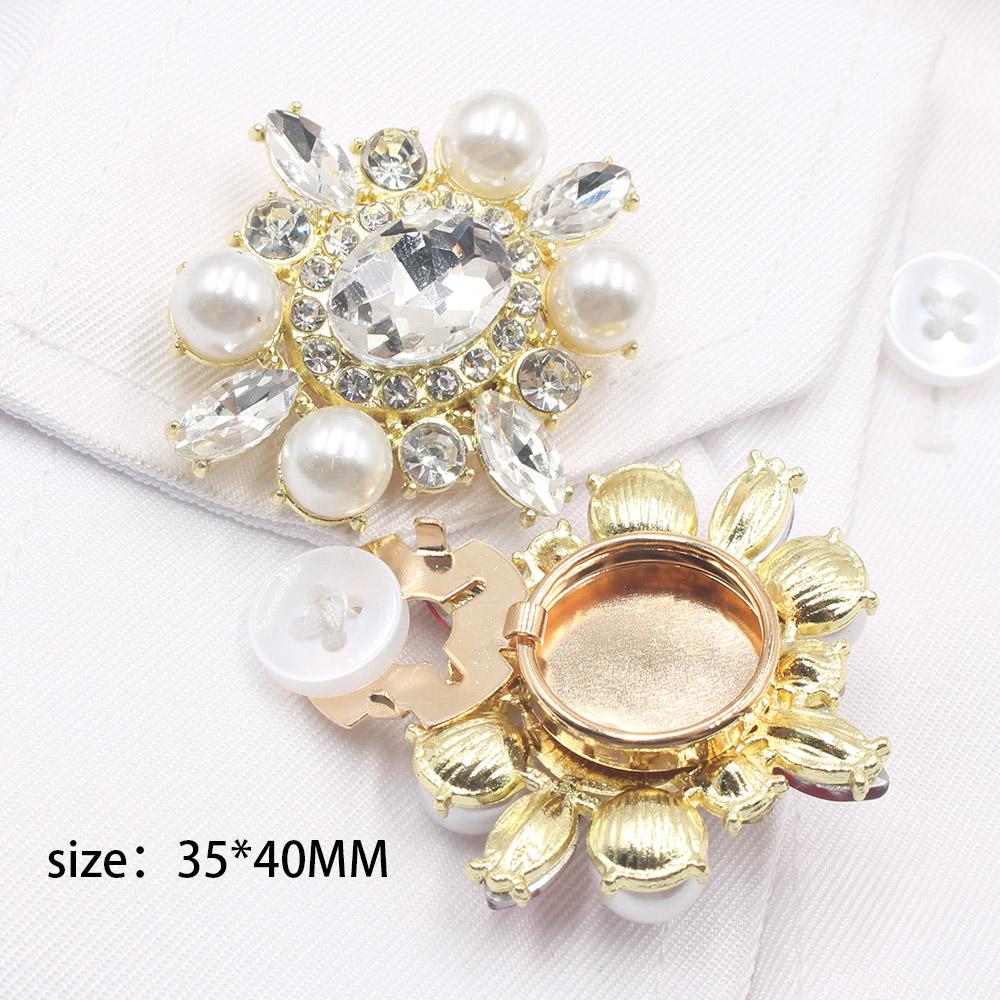 New 1pcs35 * 40MM Pearl Water Diamond Glass French Shirt Cufflink Set DIY Simple Cufflink Wedding Clothing Accessories