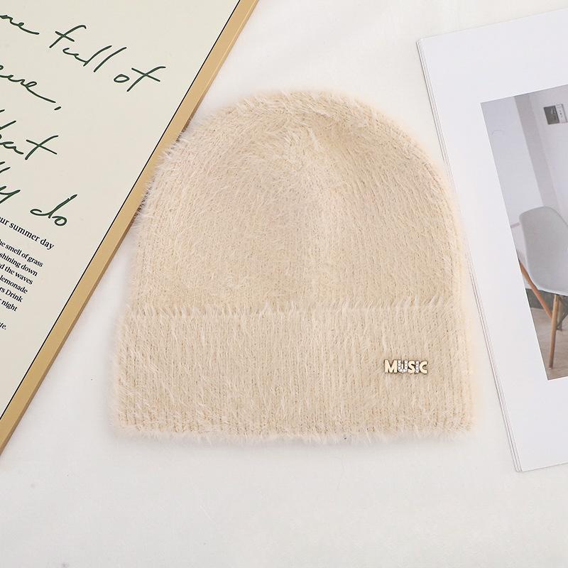 

New Korean Version of Autumn and Winter Imitation Mink Wool Hat for Women Plush Versatile Wool Ear Protection Thickened Fashionable Knit Hat one size