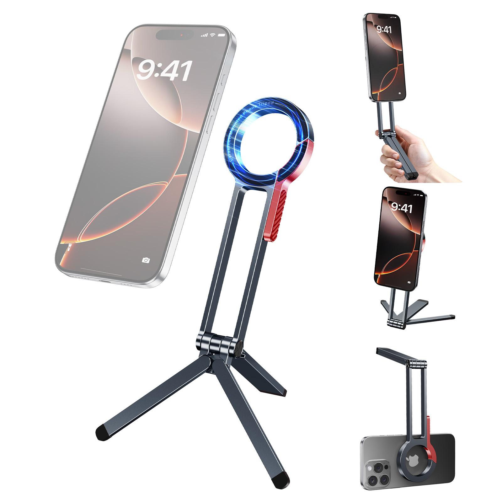 Oatsbasf Mini Foldable Magnetic Phone Holder Stand Multi Angle Adjustable Portable Phone Stand for iPhone 16 15 Universal Phone чёрный