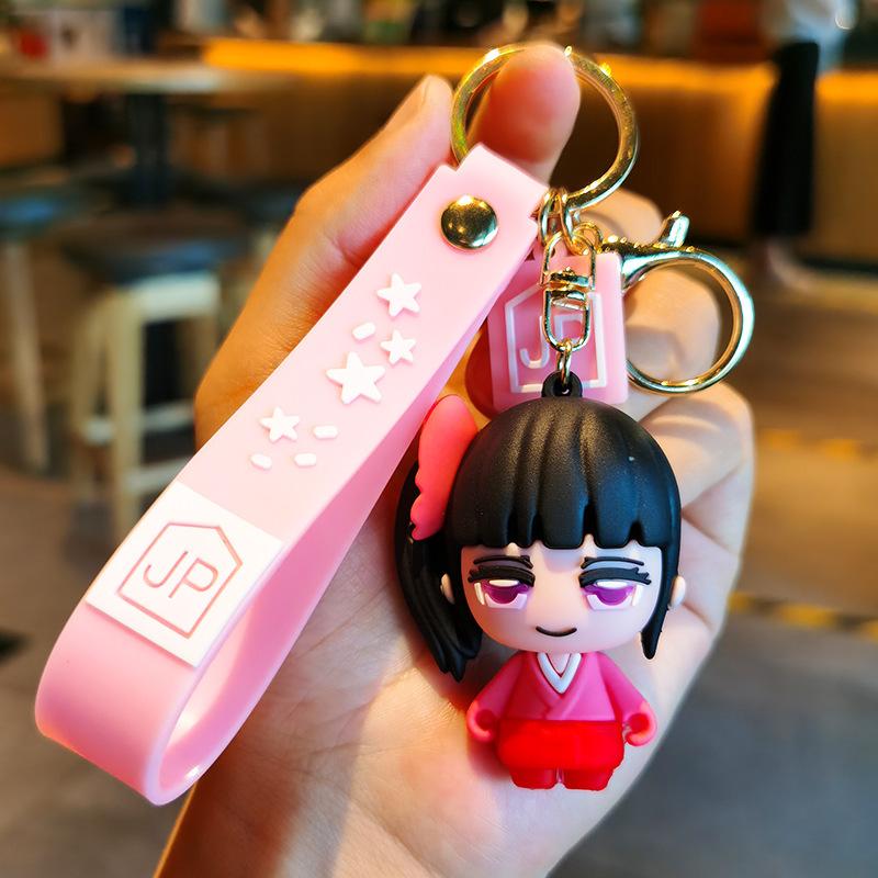 Anime Q Version Demon Slayer PVC Keychain Cute Nezuko Agatsuma Zenitsu Character Bag Pendant Car Anime Accessories Keychain