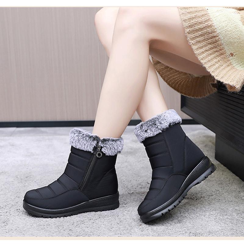 

2025 Waterproof Winter Shoes Women Snow Boots Cold Winter Women Ankle Boots Flat Non-slip Ladies Cotton Shoes Black Red Big Size 41 36