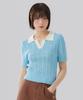 DELICCENT Contrast Collar Knit [Sky Blue]