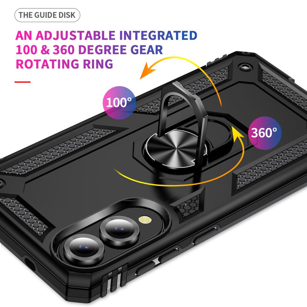 Armored Four Corner Anti Fall Phone Case For Samsung Galaxy S25 Edge Ring Holder Phone Case