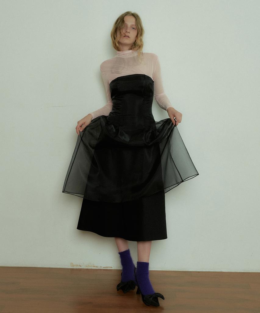 Obeodyupeulleeo Tube Top Organza Dress_Black