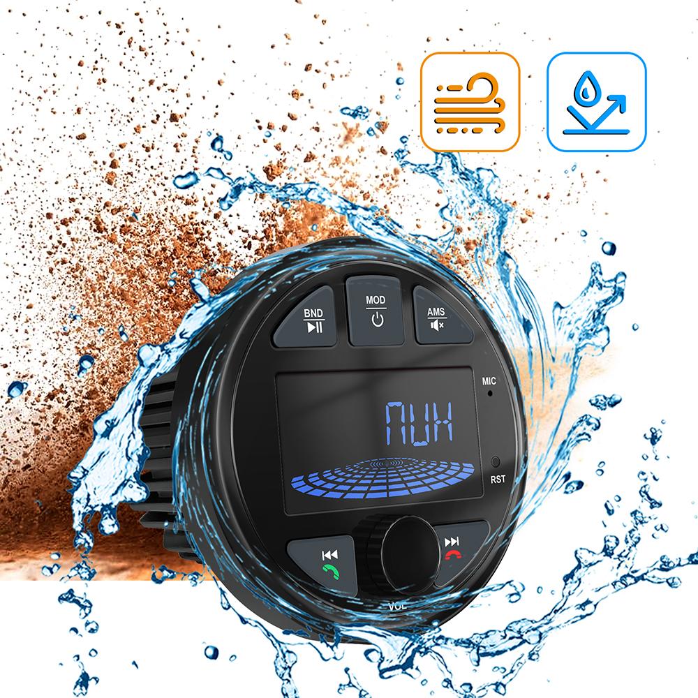 Boat Radio Media Player Marine Stereo MP3 Waterproof Bluetooth Audio Radio FM AM Receiver Fit for Harvesters ATV UTV SPA RZR