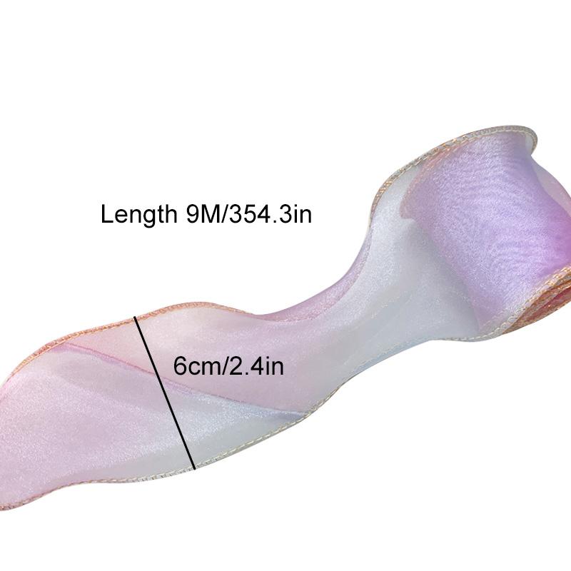 10 Yards Bord Vague 6cm Large Emballage Cadeau Dégradé Fournitures de Couture Accessoires d'Artisanat pour Chapeaux Coiffes DIY Fil Queue de Poisson