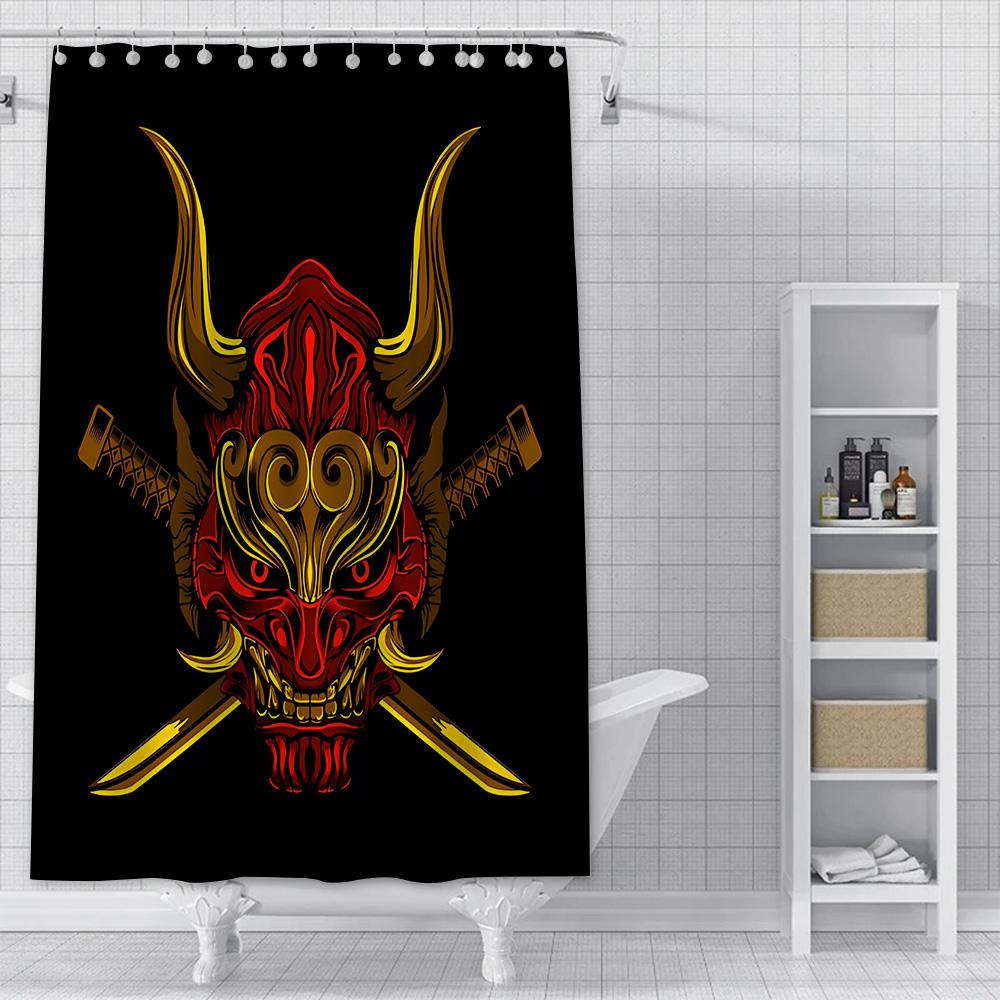 Japanese samurai devil Shower Curtain Waterproof Polyester Fabric Paint Bath Curtains Home Bathroom Decor Curtain With Hook