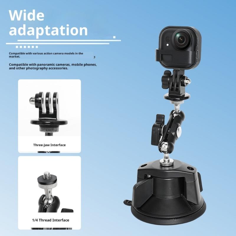 Adjustable Suction Cup Mount for Go Ultra Action Cameras With 360 Degree Rotation And Metal Construction