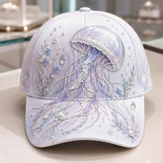 Turtle Whale Jellyfish Pattern Cap Ocean Creatures Baseball Cap, Adjustable Sun Hat with Sea Back Buckle Animal Patterns, Trucker for Men And