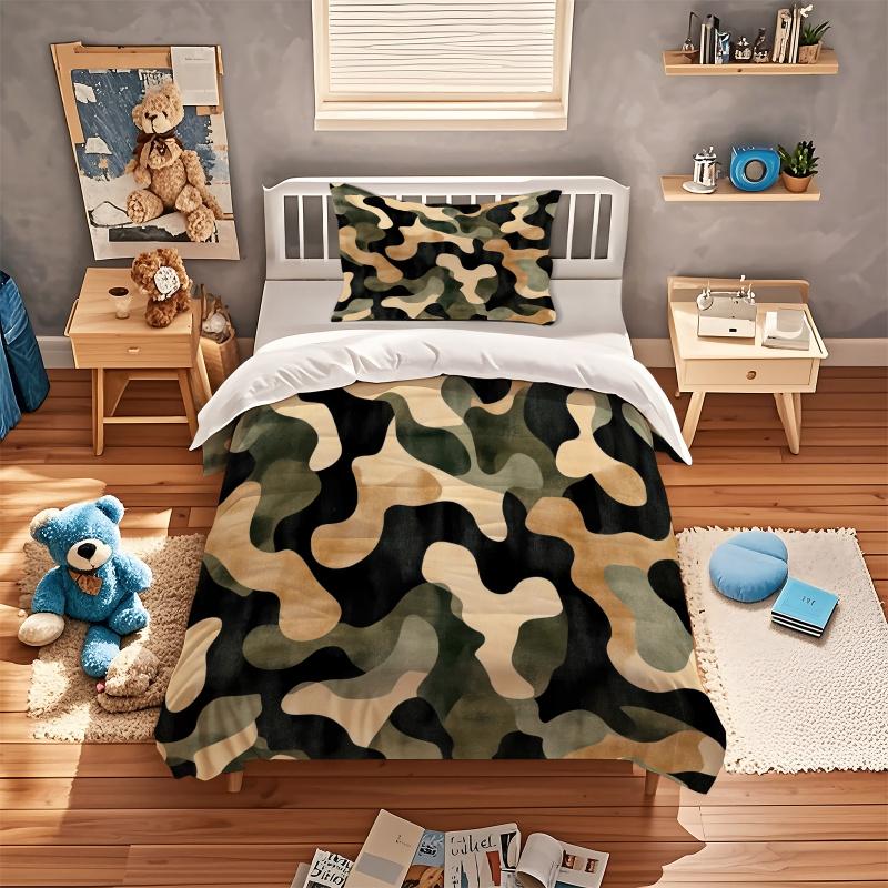 Camouflage Print Bedding Set Military Style Duvet Cover Set No Filler Soft Comfortable Fabric Ideal Home Bedroom Decorations