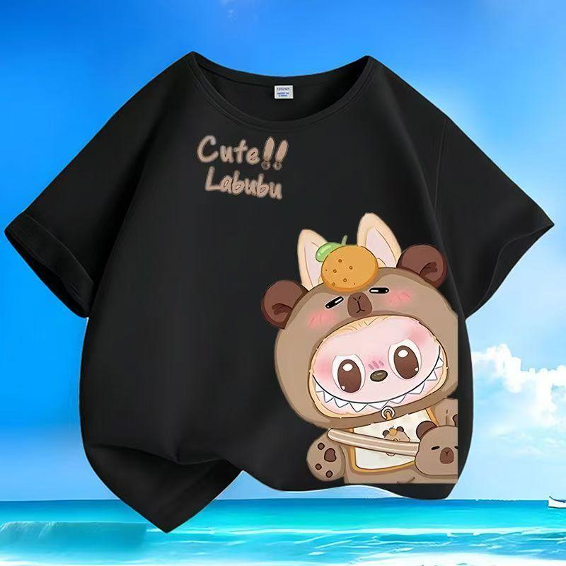 

Детские футболки с 3D-принтом Labubu, забавный топ с коротким рукавом для мальчиков и девочек, детская трендовая одежда 140