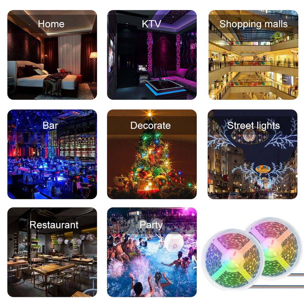 RGB LED Strip Lights 600LEDs 5050RGB Light Strip IP65 Waterproof LED Tape Light APP Control Adjustable Brightness Timing Function