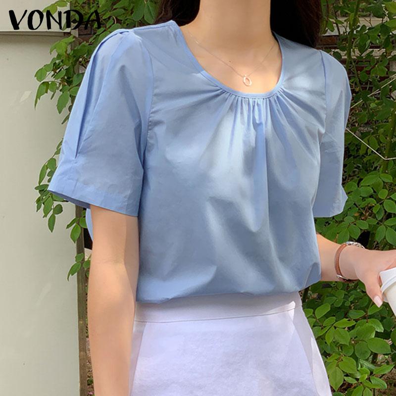 

Летние тонкие женские топы VONDA с ​​пышными рукавами