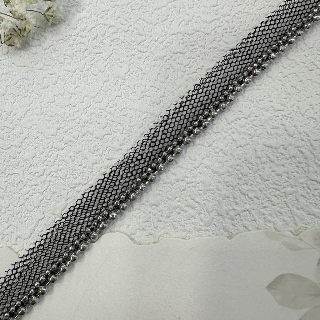 Double Row Bead Chain Metal Mesh Lace for DIY Sewing: Collar, Clothing & Pants Decoration