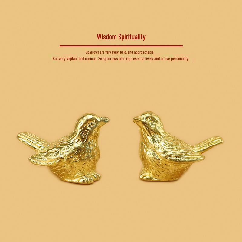 Brass Mahjong Mini Ornaments: Creative Micro-Landscape Decorations with Small Birds