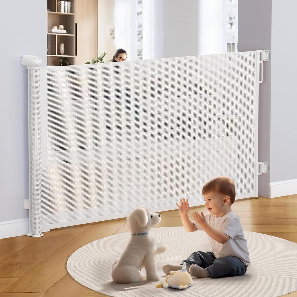 UNNIK Baby Gate Type Width 140CM Pet Gate Baby Gate Stairs Stair Gate Retractable Safety Lock Function Suitable for Japanese Instruction Manual