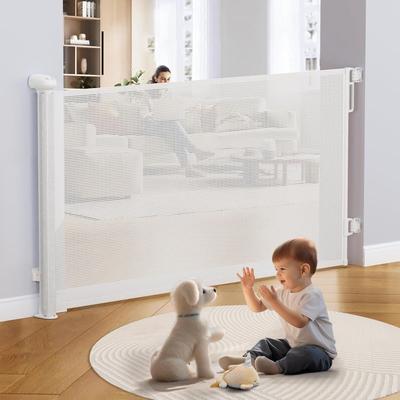 UNNIK Barrière pour bébé Type Largeur 140CM Barrière pour animaux Barrière pour bébé Escaliers Barrière d'escalier Rétractable Fonction de verrouillage de sécurité Convient pour Manuel d'instructions japonais