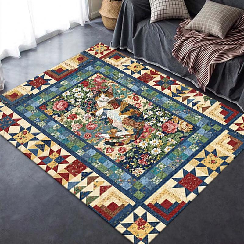 2025 New Cat Flower Carpet Rug for Living Room Bedroom Home Sofa Decoration,Kids play Non-slip Floor Mat42