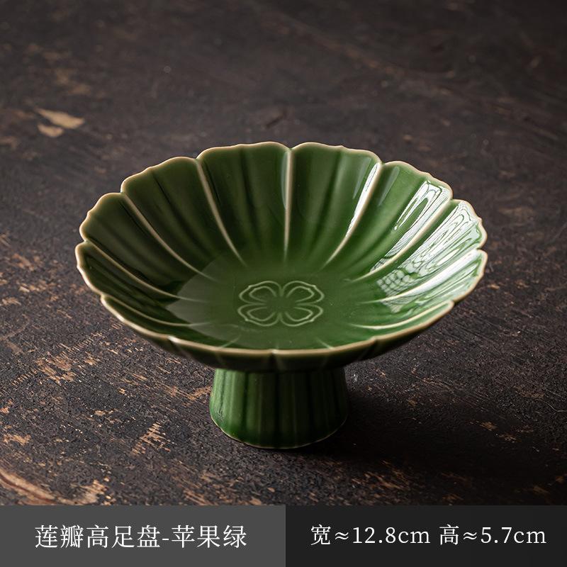 Čínská keramická mísa na ovoce na vysoké noze Zenová mísa na občerstvení pro Buddhu Talíř na pečivo Vynikající talíř na svačinu na vysoké noze Zásnubní talíř