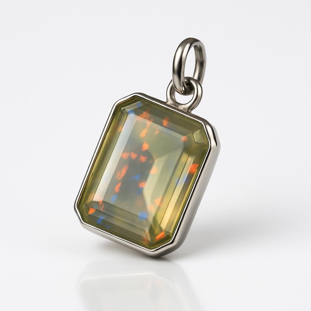 Natural Fire Opal 21 ct 925 Sterling Silver Emerald Pendant Gemstone Jewelry Gift