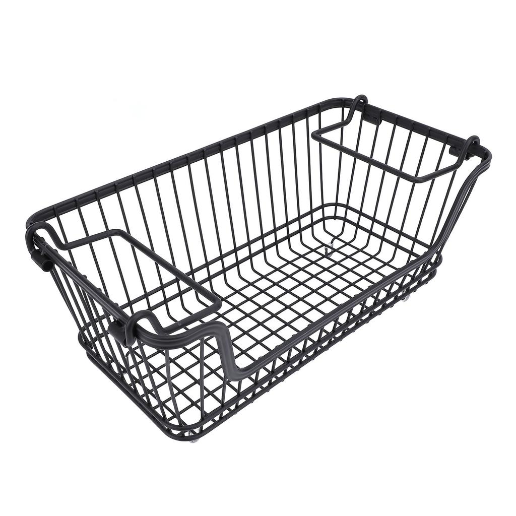 Freezer Basket Stackable Open Front Wire Storage Bin with Foldable Handle for Vegetable Fruit Snack
