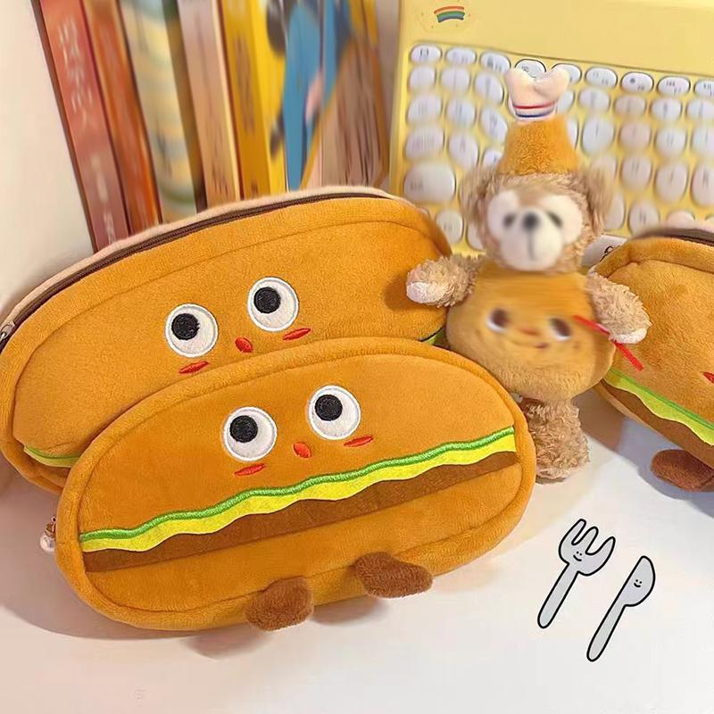 Interesting Hamburger High-value Pencil Case High-capacity Primary School Junior High School Students Creative Pencil Case Cosmetic Bag Pencil Case