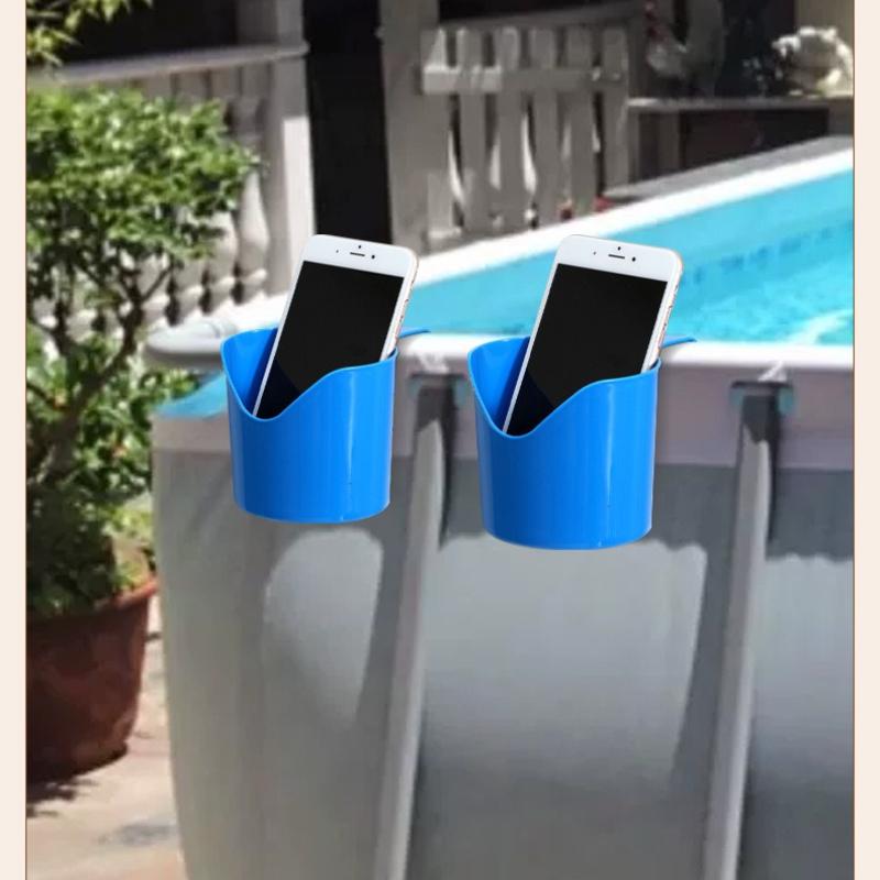 1pcs Poolside Cup Holder Outdoor Storage Rack for Swimming Pool, Hanging Holder for Drinks and Beer Cups