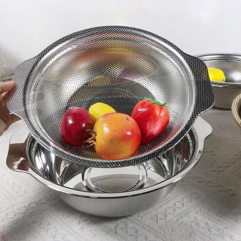 Washing Bowl Stainless Steel Microporous Colander With Handle Multifunctional Stainless Steel Sink Drainer Basket Strainer bowl