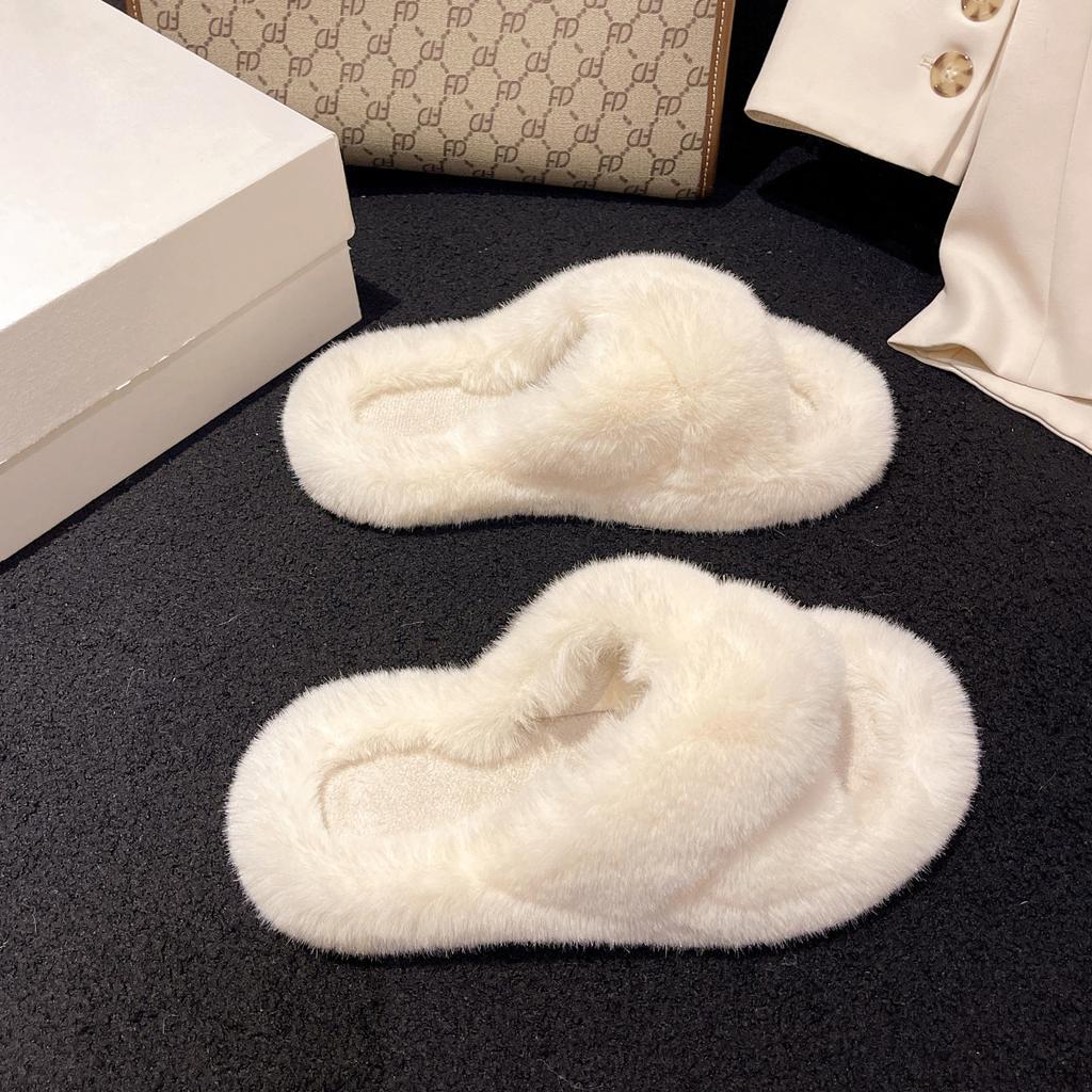 Mao Mao Slippers Women's New Autumn and Winter Indoor Household Outdoor Wear Non-slip Warm Cross Cotton Slippers